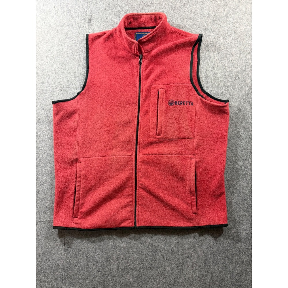 Beretta Fleece Vest Men's Large Red Full Zip Shooting Hunting Jacket Gilet